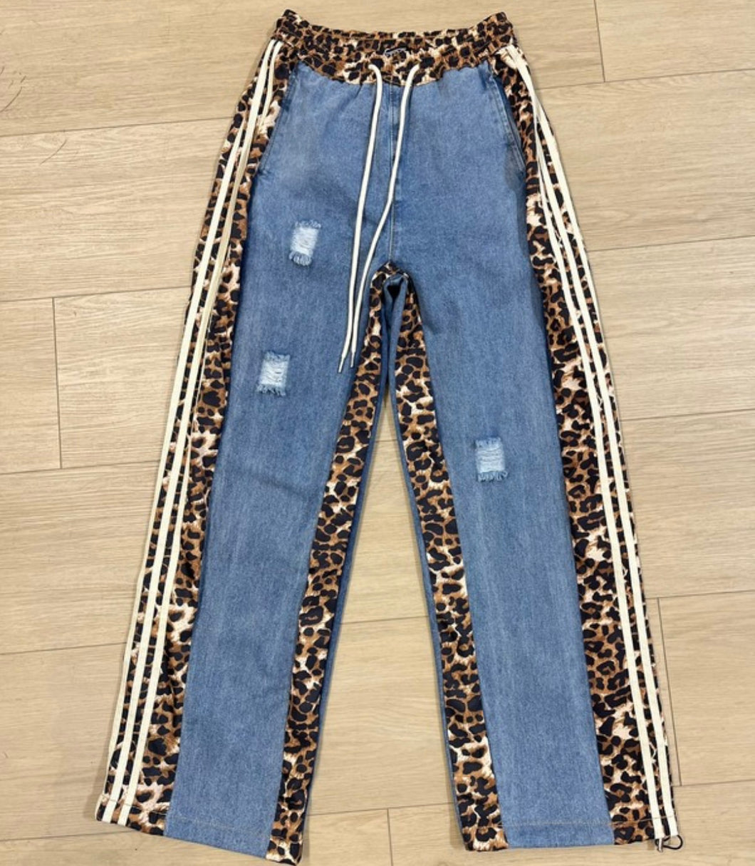 Leopard Print Denim Jeans